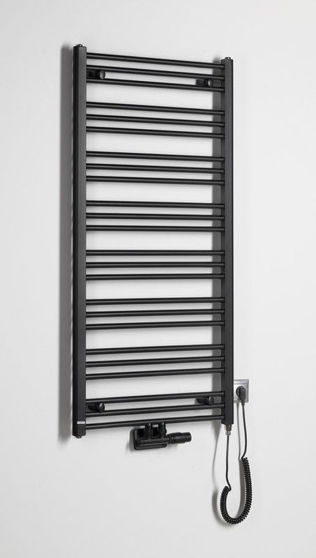 Aqualine - Handdoek Radiator Verwarmingselement - Zwart Mat - 500 Watt - 53 cm