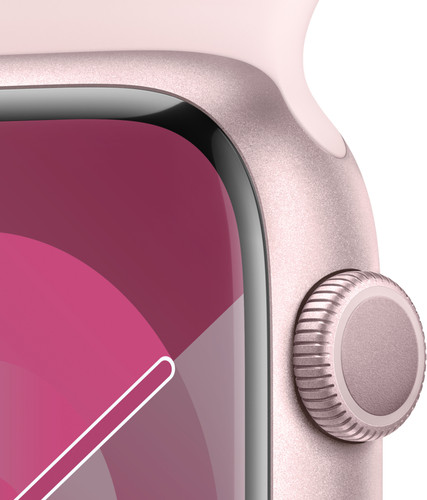 Apple Watch Series 9 45mm Roze Aluminium Sportband S/M