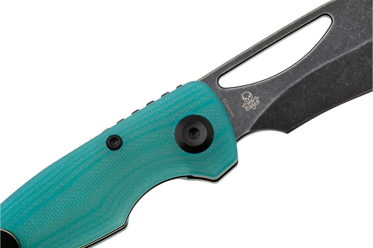 Tenable Knives Gideon T1119A5 Blackwashed Nitro-V, Blue G10, zakmes, Dead Sober design