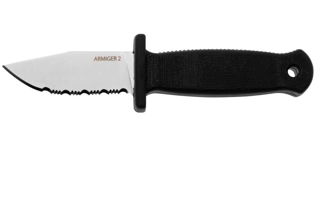 Demko Knives Armiger 2 Serrated Clip Point ARM2-4034SS-CP-SERR Black TPR, nekmes