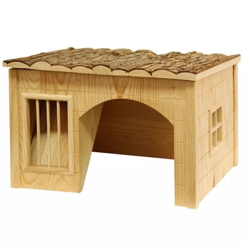 Casinha de coelho de madeira, marrom