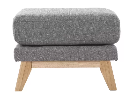Pouf repose-pieds déhoussable scandinave en tissu gris clair et bois clair OSLO