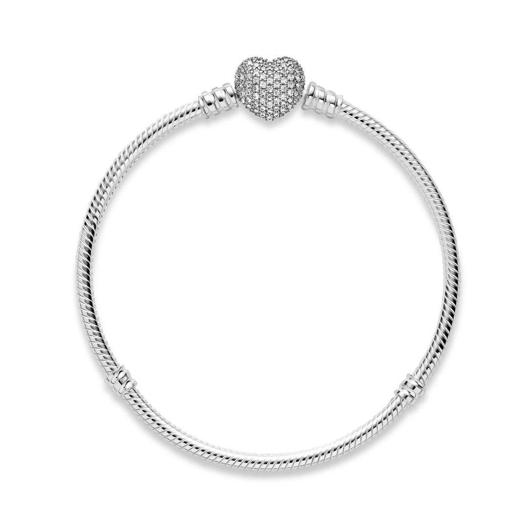 Pandora Moments Schlangen-Gliederarmband mit Funklendem Herz-Verschluss