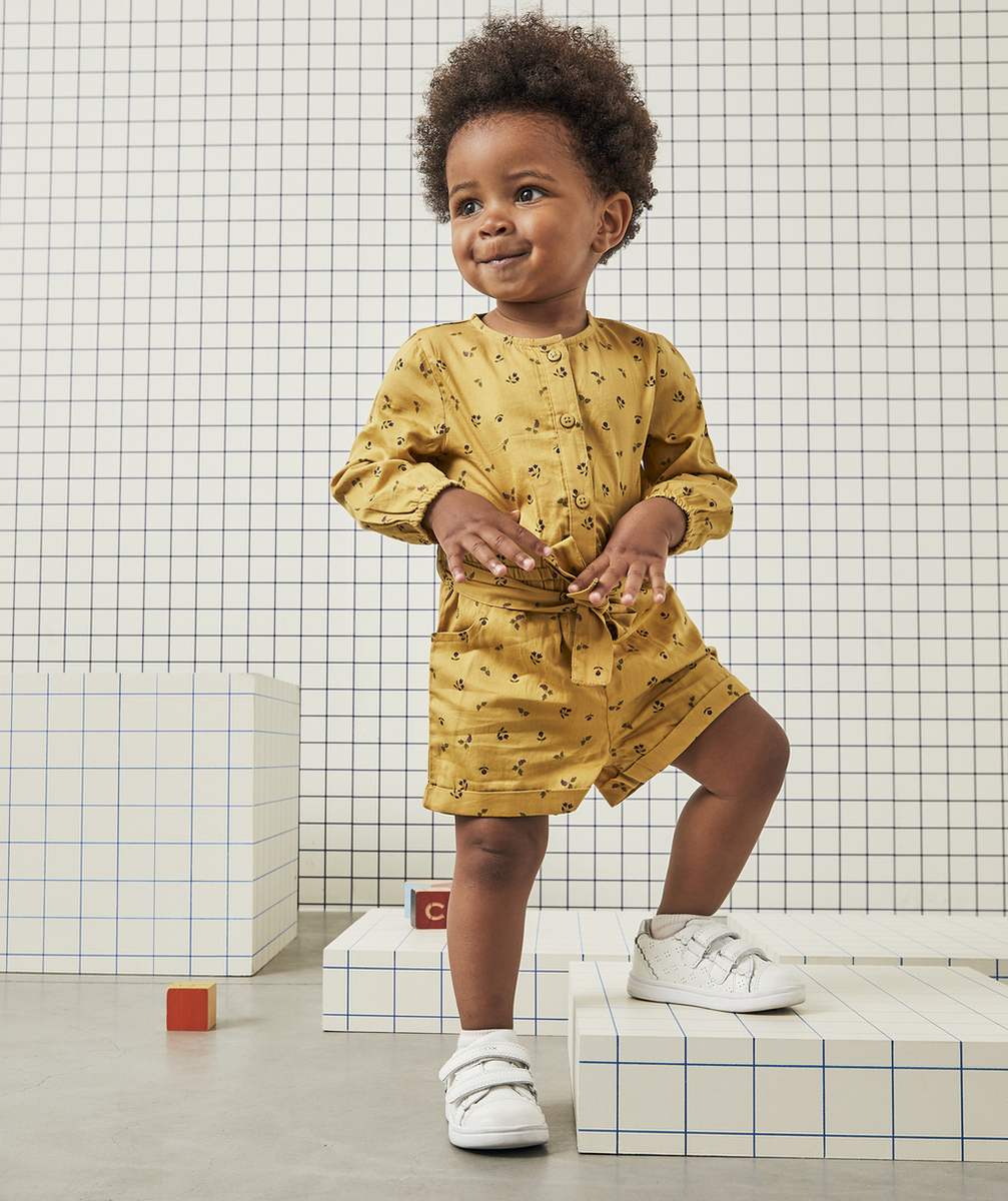COMBISHORT BÉBÉ FILLE JAUNE AVEC IMPRIMÉ FLEURI
