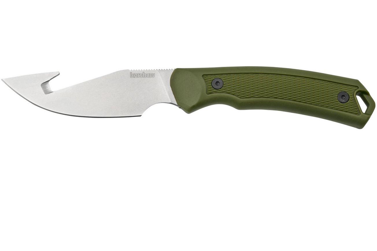 Kershaw Deschutes Skinner Gut Hook 1883GH, D2, Olive Green Rubber, jachtmes