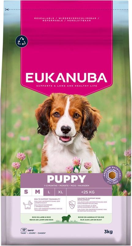 Eukanuba - Premium Nutrition Puppy - Droogvoer - Lam & Rijst - 2x3kg