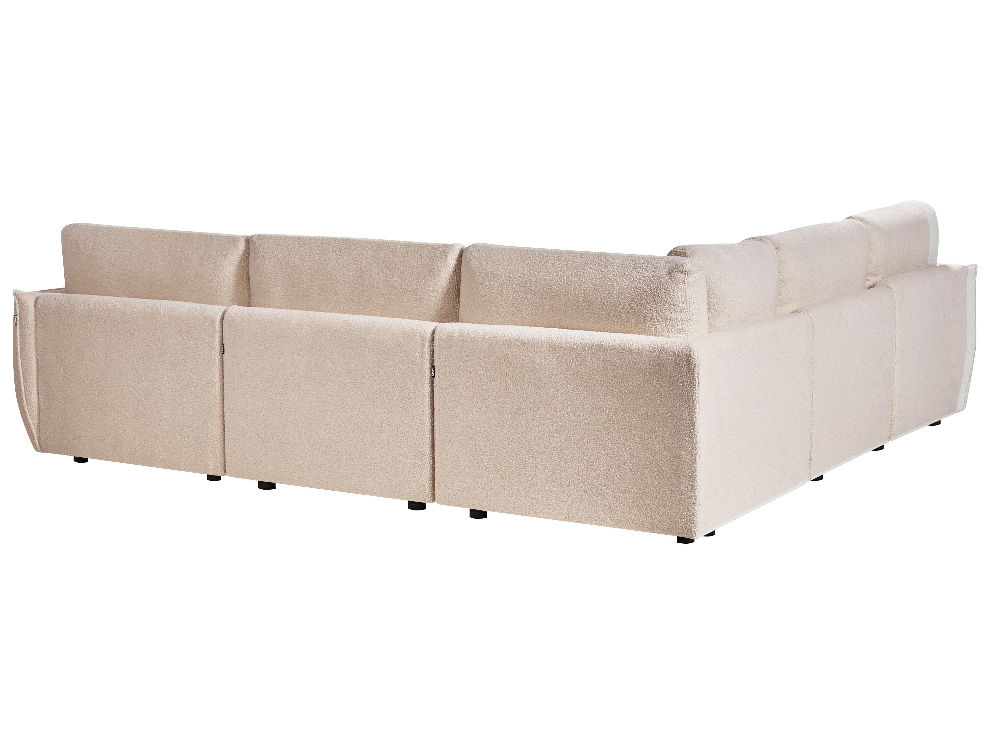 Modulaire hoekbank 5-zits MESNALI Bouclé Beige rechtszijdig