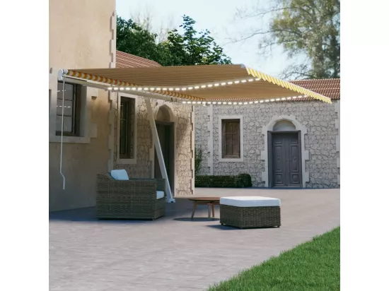 Auvent automatique capteur de vent/LED 500x300cm Jaune et blanc