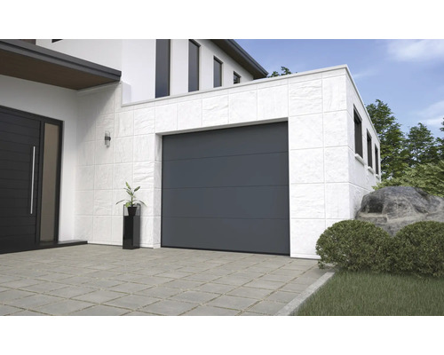 Garagedeur sectionaaldeur Pro 2500x2125 mm Sandgrain L-profilering RAL 7016 incl. aandrijving, 2 afstandsbedieningen