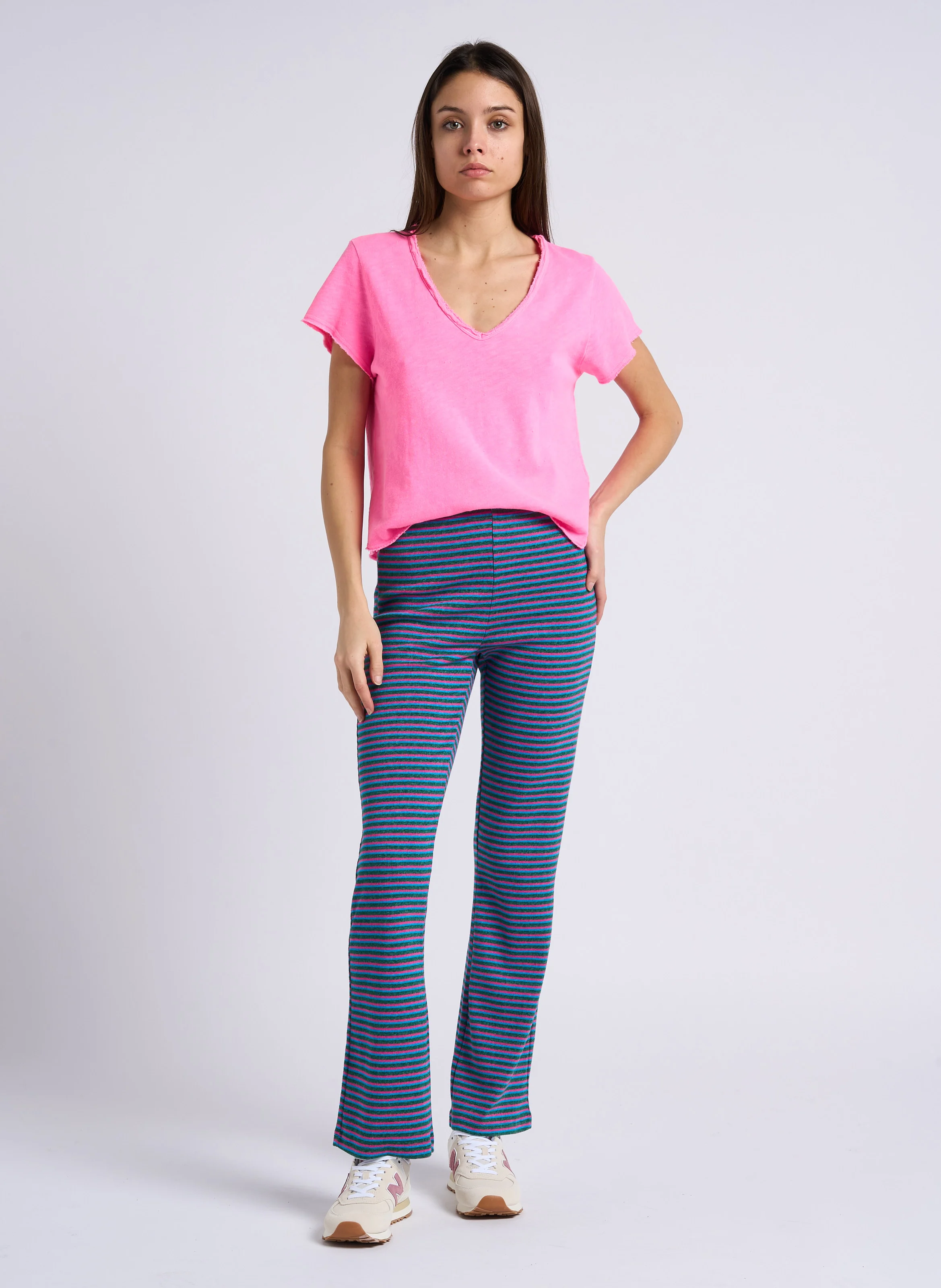 SONOMA - Tee-shirt droit col V en coton | Rose