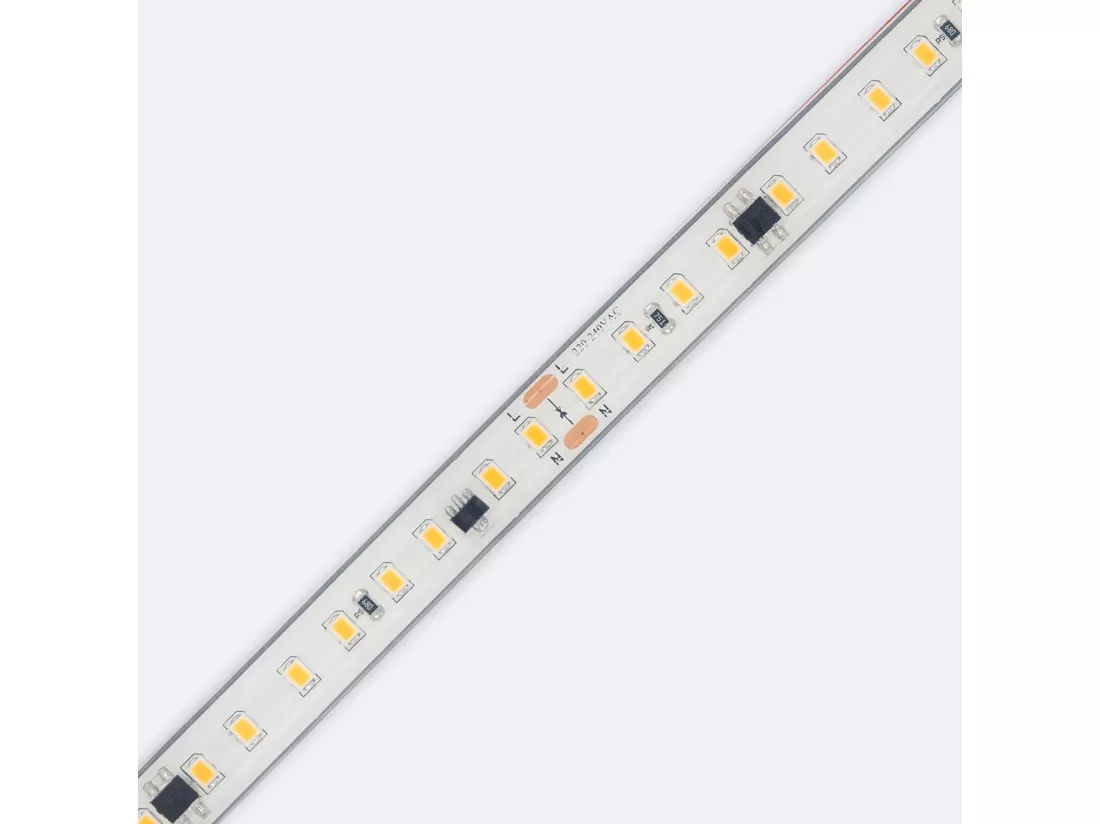 Ruban LED Dimmable Auto-redressement 220V SMD2835 Silicone FLEX 120 LED/m IP67 High Lumen Largeur 12mm Coupe 10 cm sur Mesure 4000K Blanc neutre 7 m