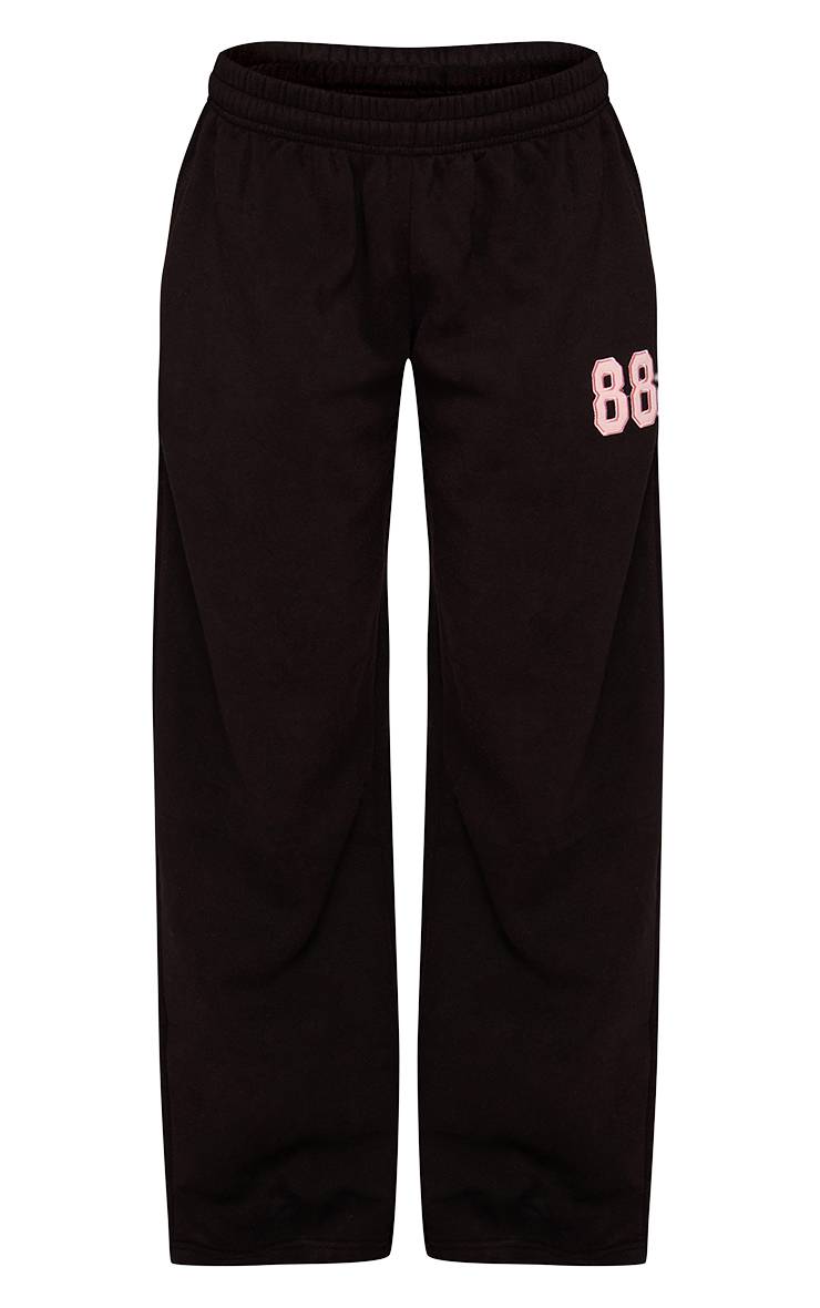 Rose Jogging Jambes Larges Noir Avec Imprimé 88