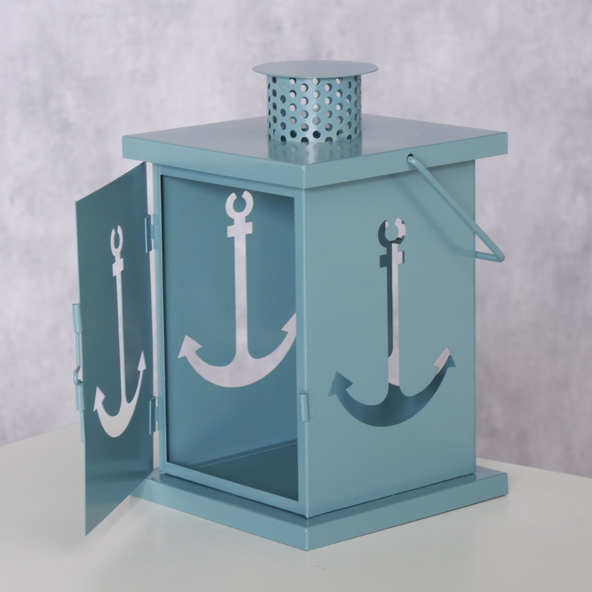 Laterne - hellblau - 23 cm hoch