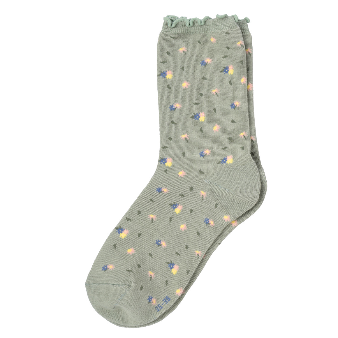Gina Benotti 4 Paar Damen Socken mit Blumen-Stickerei oliv / weiss / altrosa