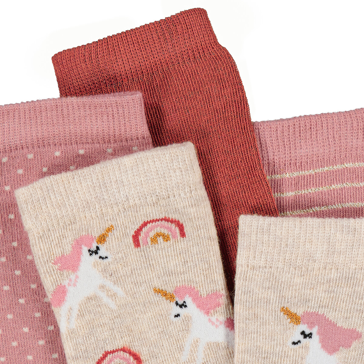 COLEÇÃO LA REDOUTE<br>Conjunto de 5 pares de meias com estampa de unicórnio