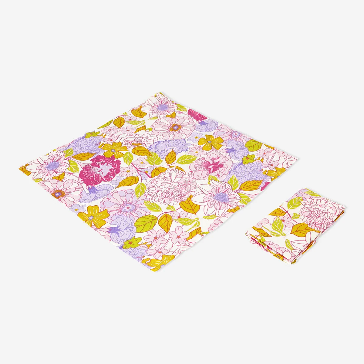 Bomuldsservietter med stort blomsterprint