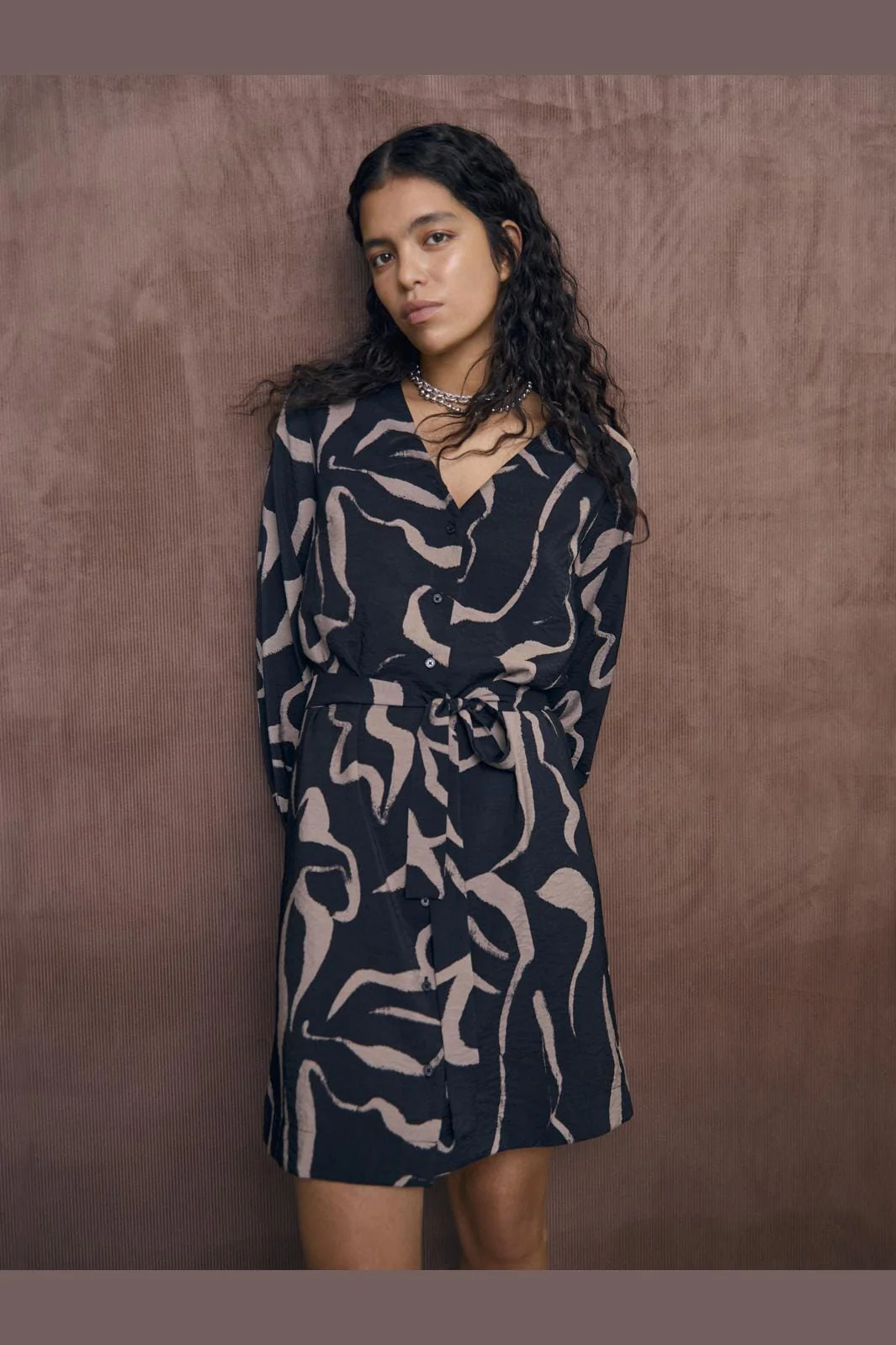 Object Objjacira L/S V-Neck Short Dress