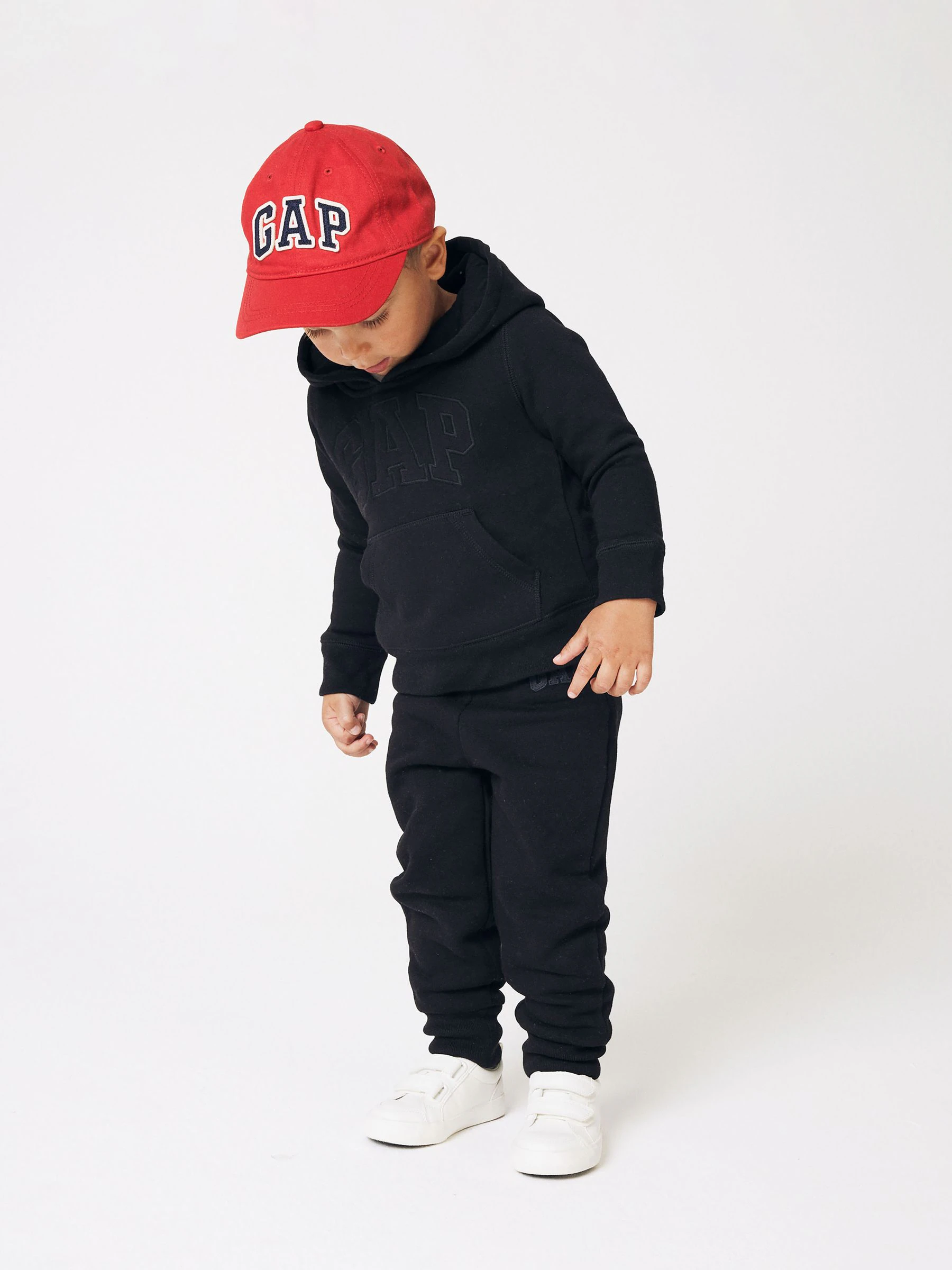 Zwart - Gap pull-on joggingbroek met logo, met fleece gevoerd (pasgeborenen -5jaar)