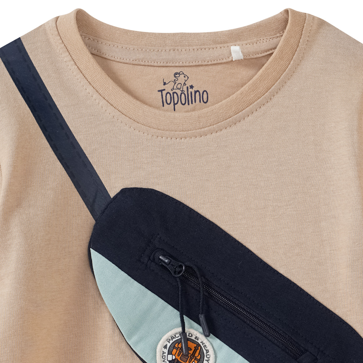 Topolino Jungen Langarmshirt  mit Taschenapplikation beige