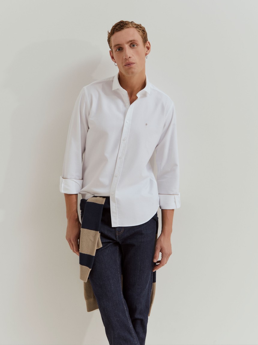 Camisa oxford slim fit de algodão