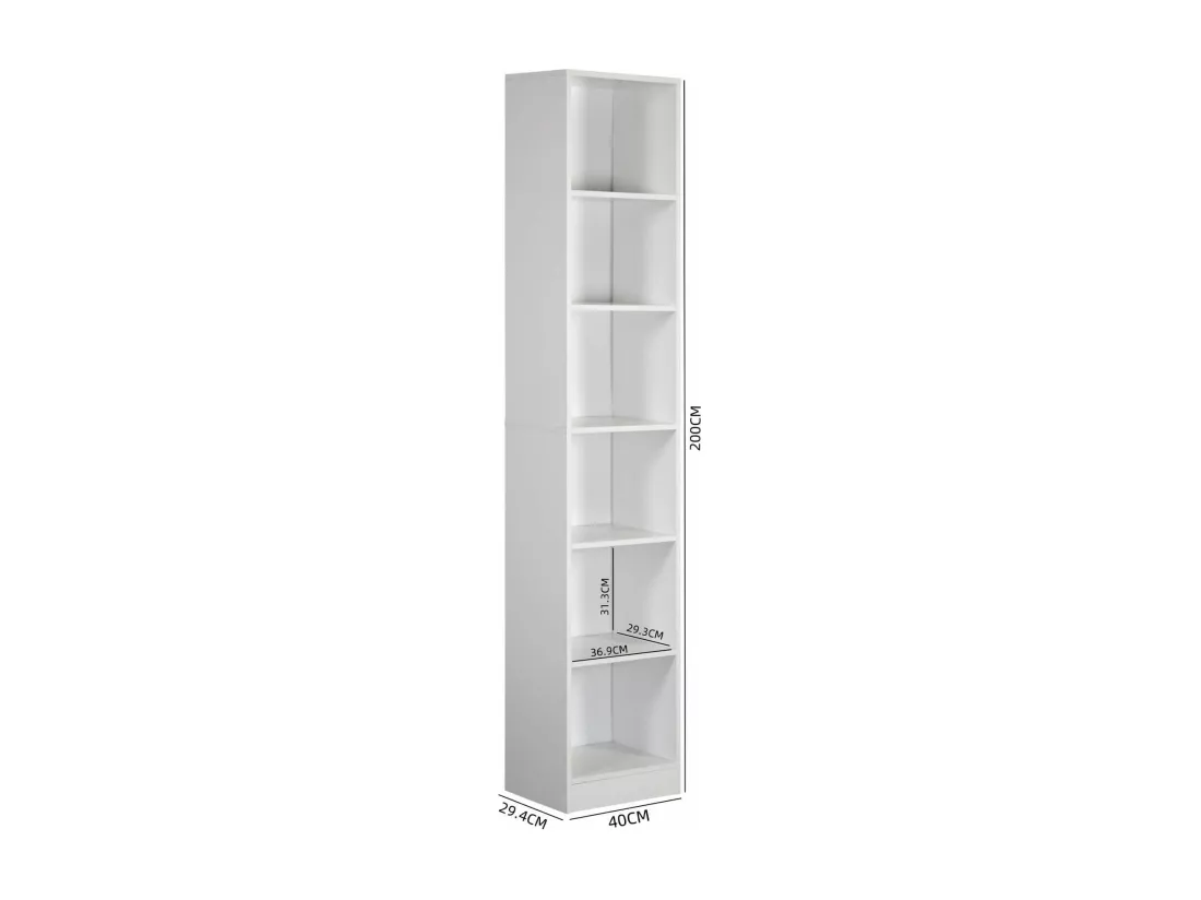 Bibliothèque Akras 200x40x29,5 Aggloméré Blanc Moderne