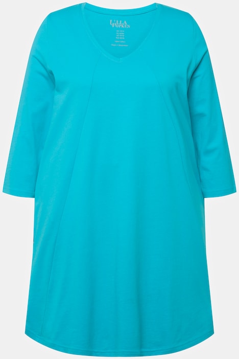 Longshirt, Ziernähte, A-Linie, V-Ausschnitt, 3/4-Arm