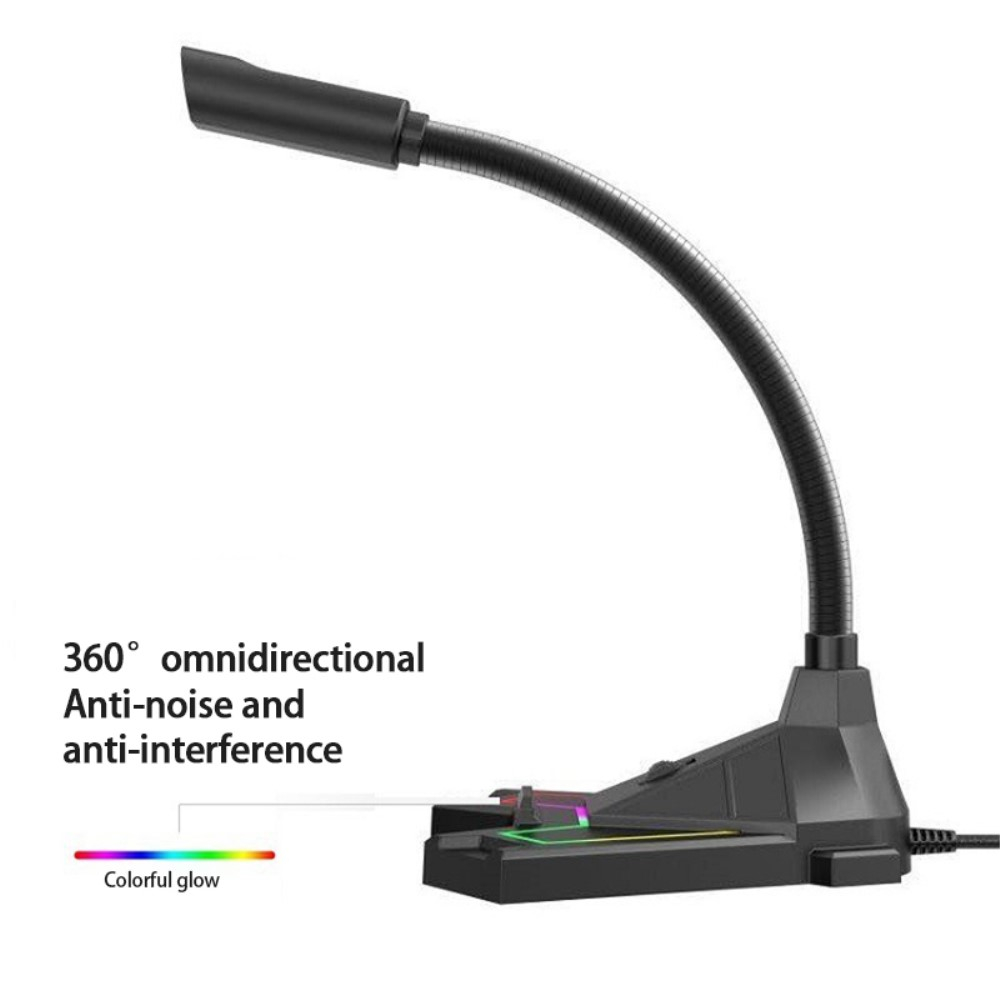 (1.5m) USB Gaming Mikrofon für PC / PS5 / PS4 mit RGB Beleuchtung - Schwarz