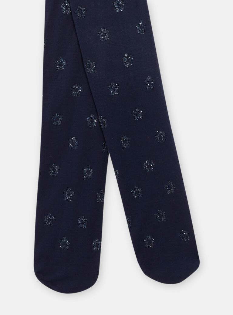 Collant à motif fleurs pailletées pour fille