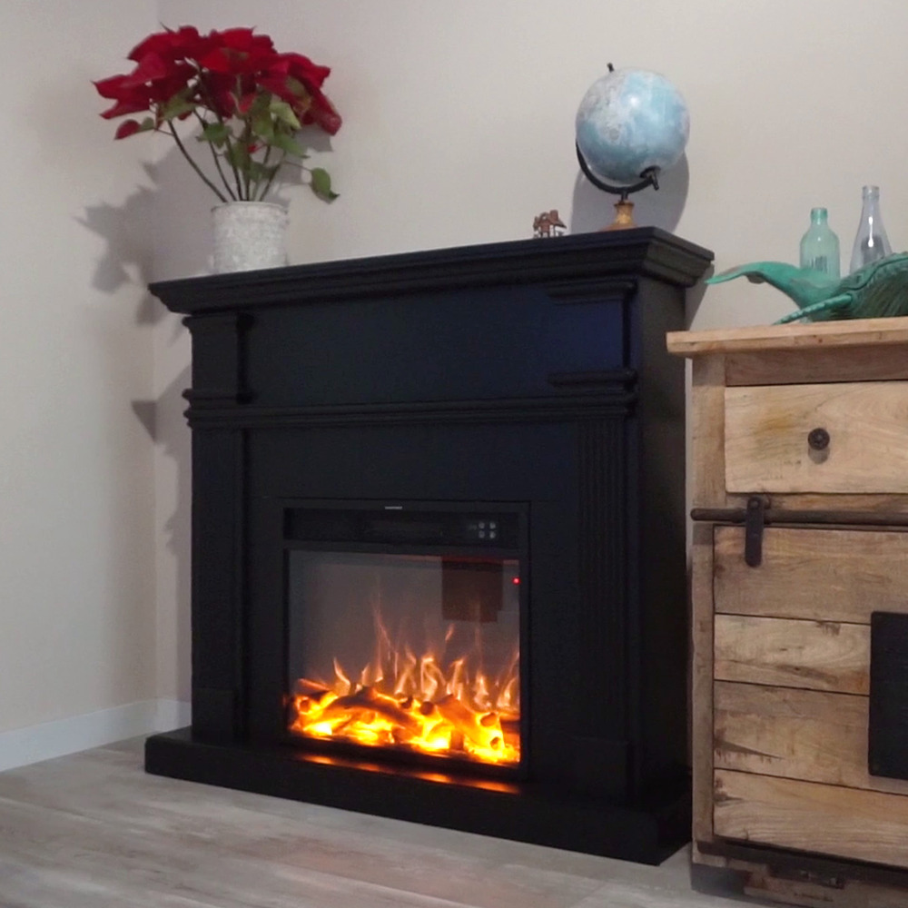 Cheminee murale 1500w caminetto fuego omar negro