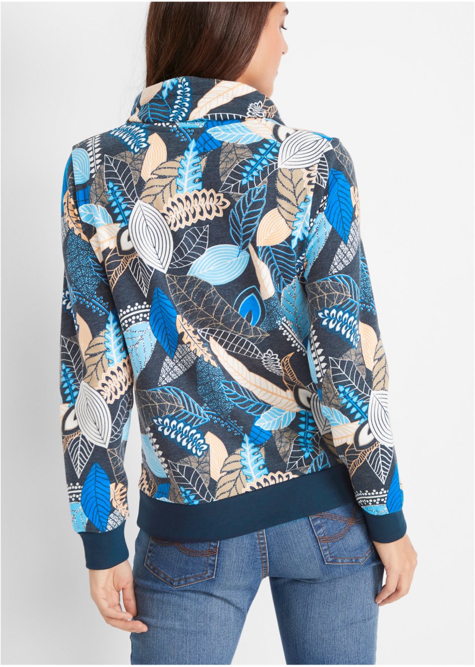 Sweat-shirt imprimé à col châle