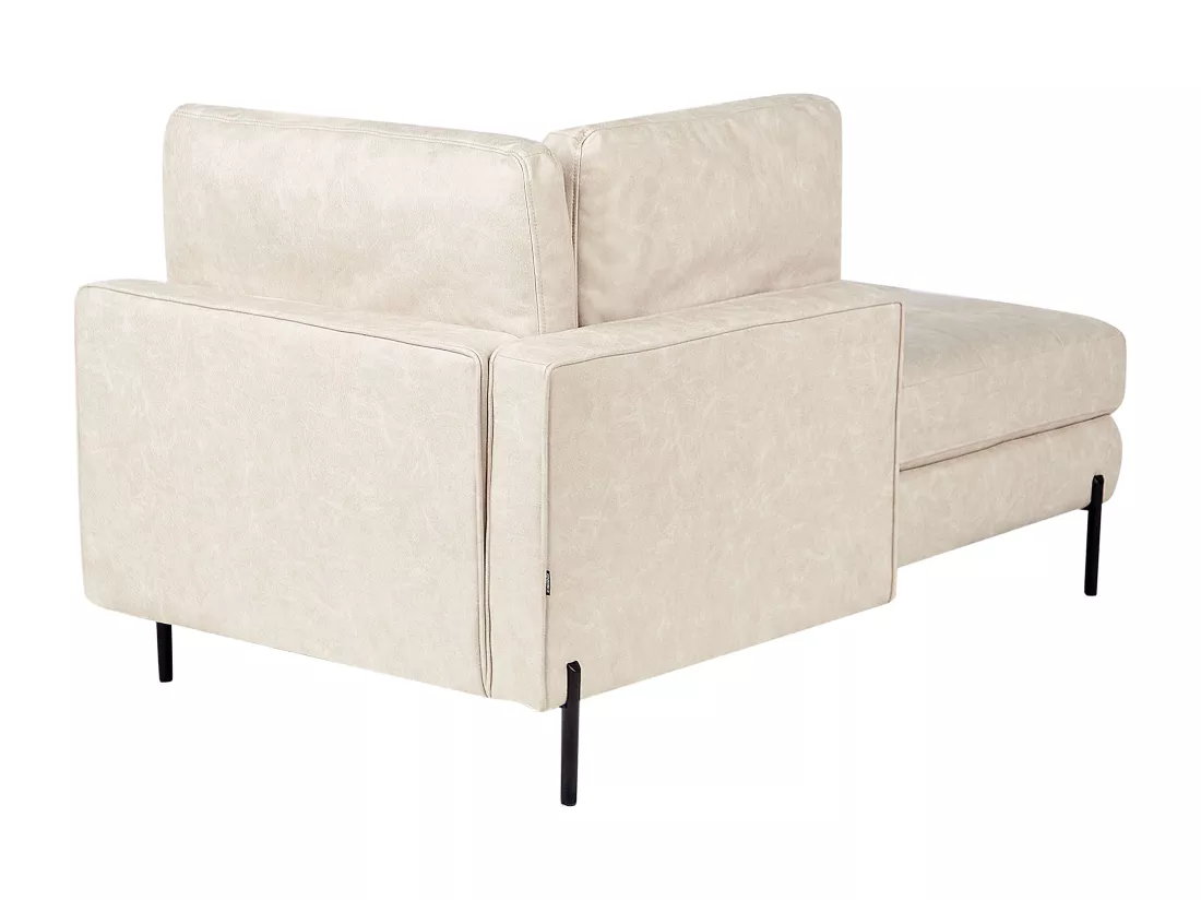 Chaise longue côté droit en cuir PU beige clair REBAIS