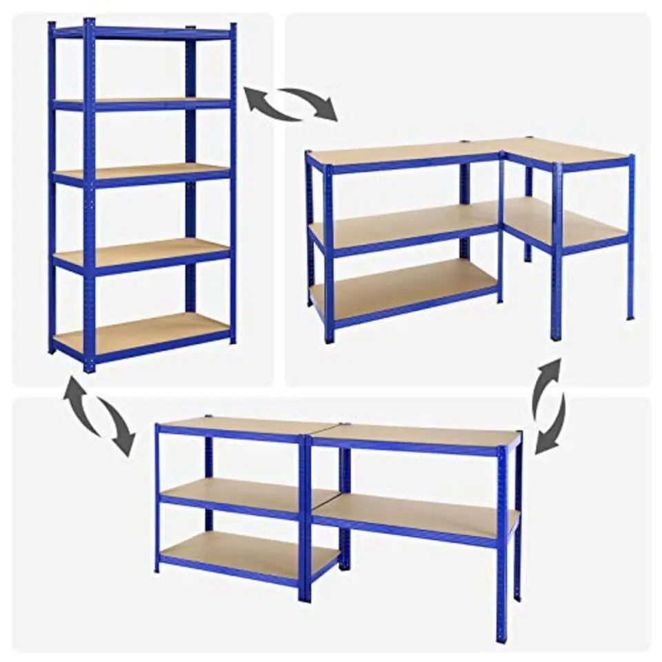Stalen stellingkast met 5 etages, 875 KG, 40x90x180cm, blauw