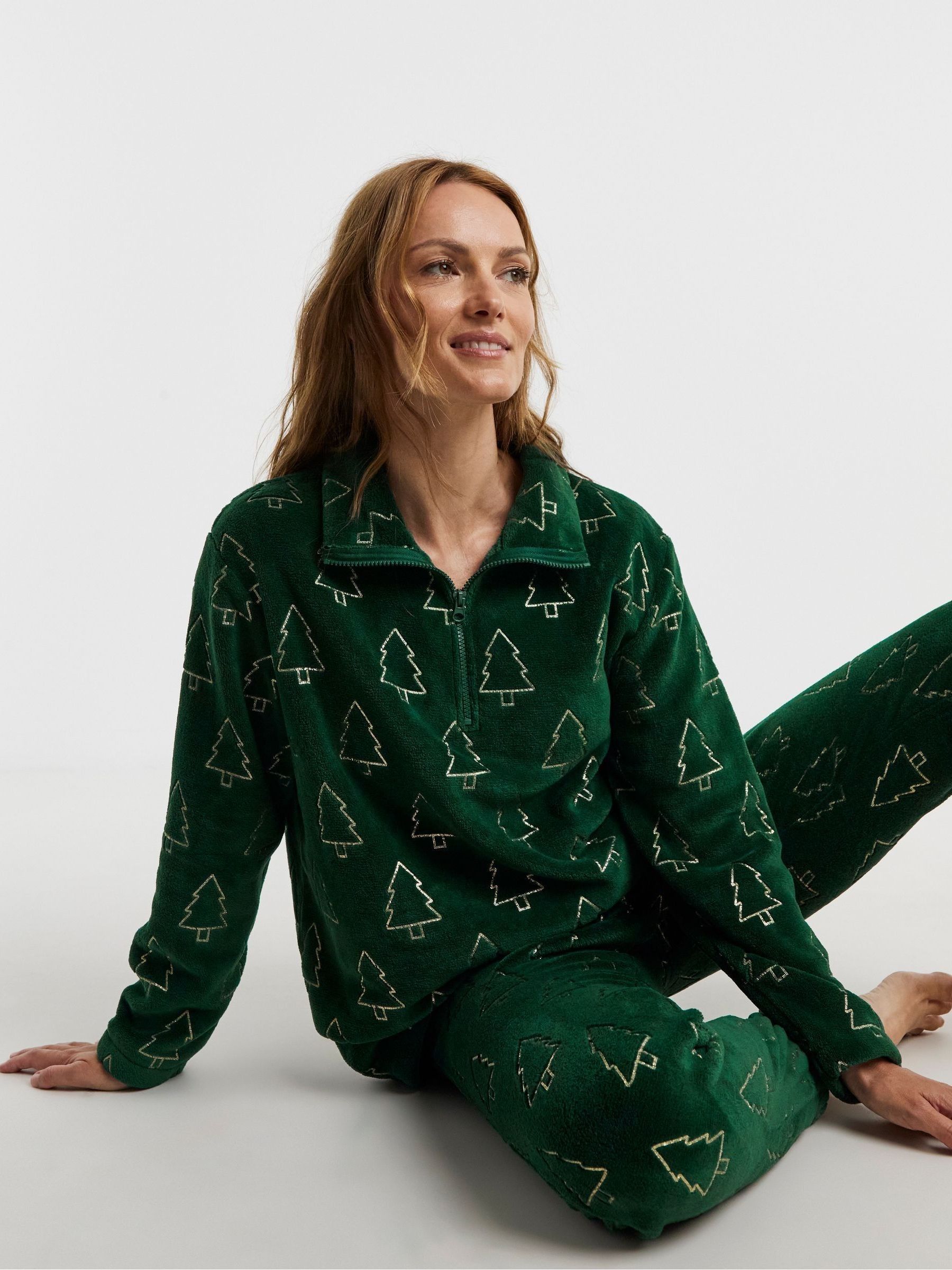 JD Williams Pretty Secrets 1/4 Zip Fleece Twosie Pyjama Set