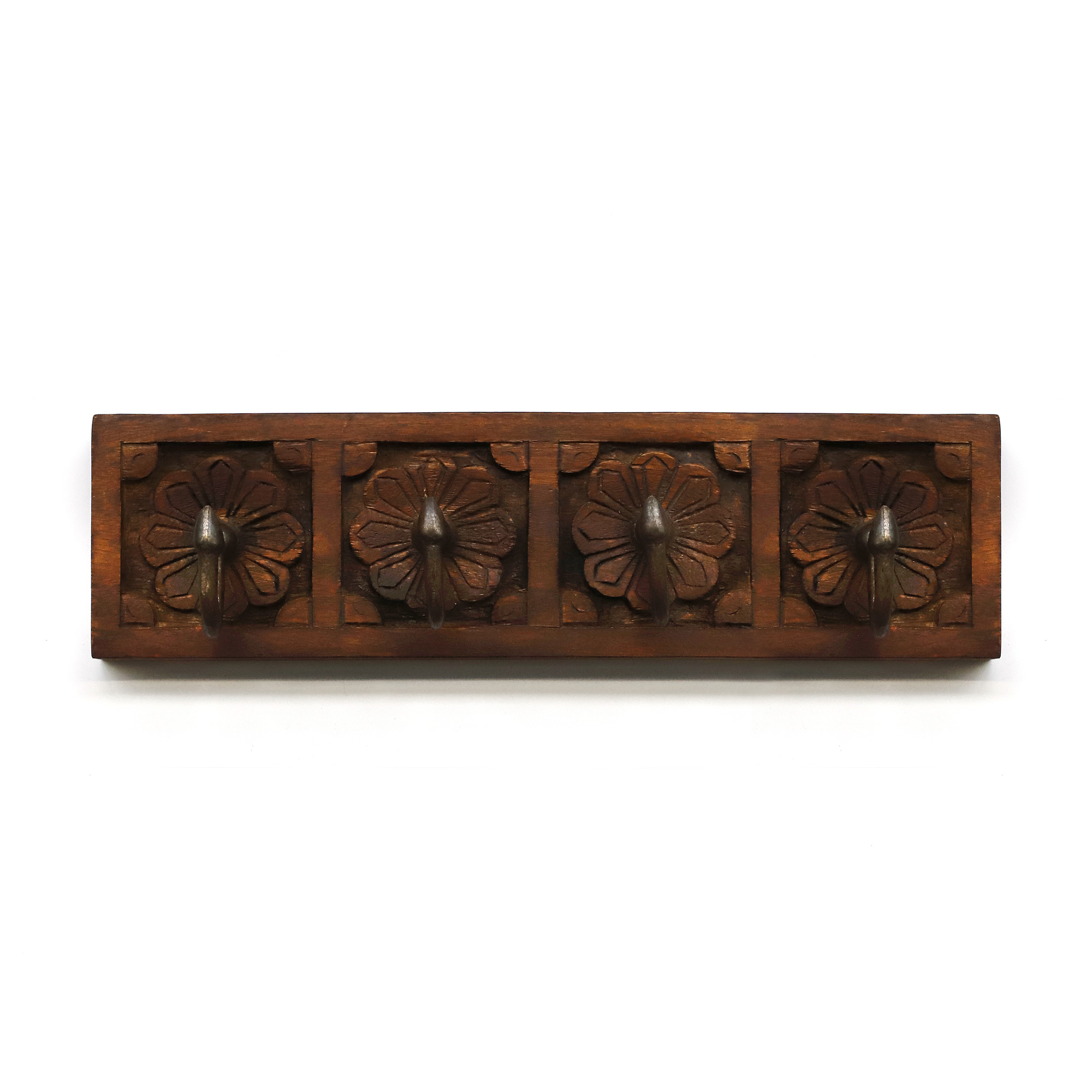 4er Wandhaken 'Blume', Palisander, B 42,2 cm, H 10 cm, T 10 cm von fischer's lagerhaus