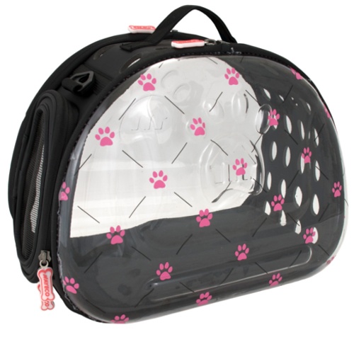 Bolsa de transporte dobrável Nayeco Pink Paws para cães e gatos.