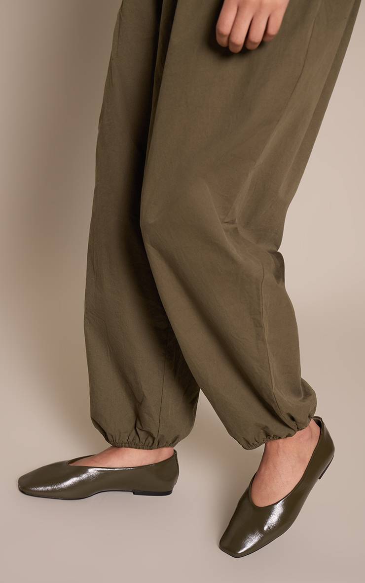 Vert Olive Ballerine À Bout Effilé En Synthétiquecuir