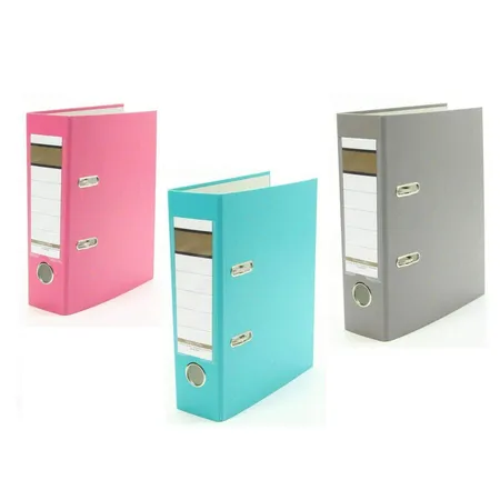 Livepac Office Ordner DIN A5, quer, 75 mm breit, 3 Stück je 1x in pink, türkis und grau