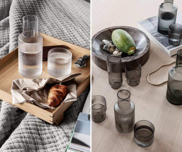 Ferm Living Ripple karaf 1L H24 Clear