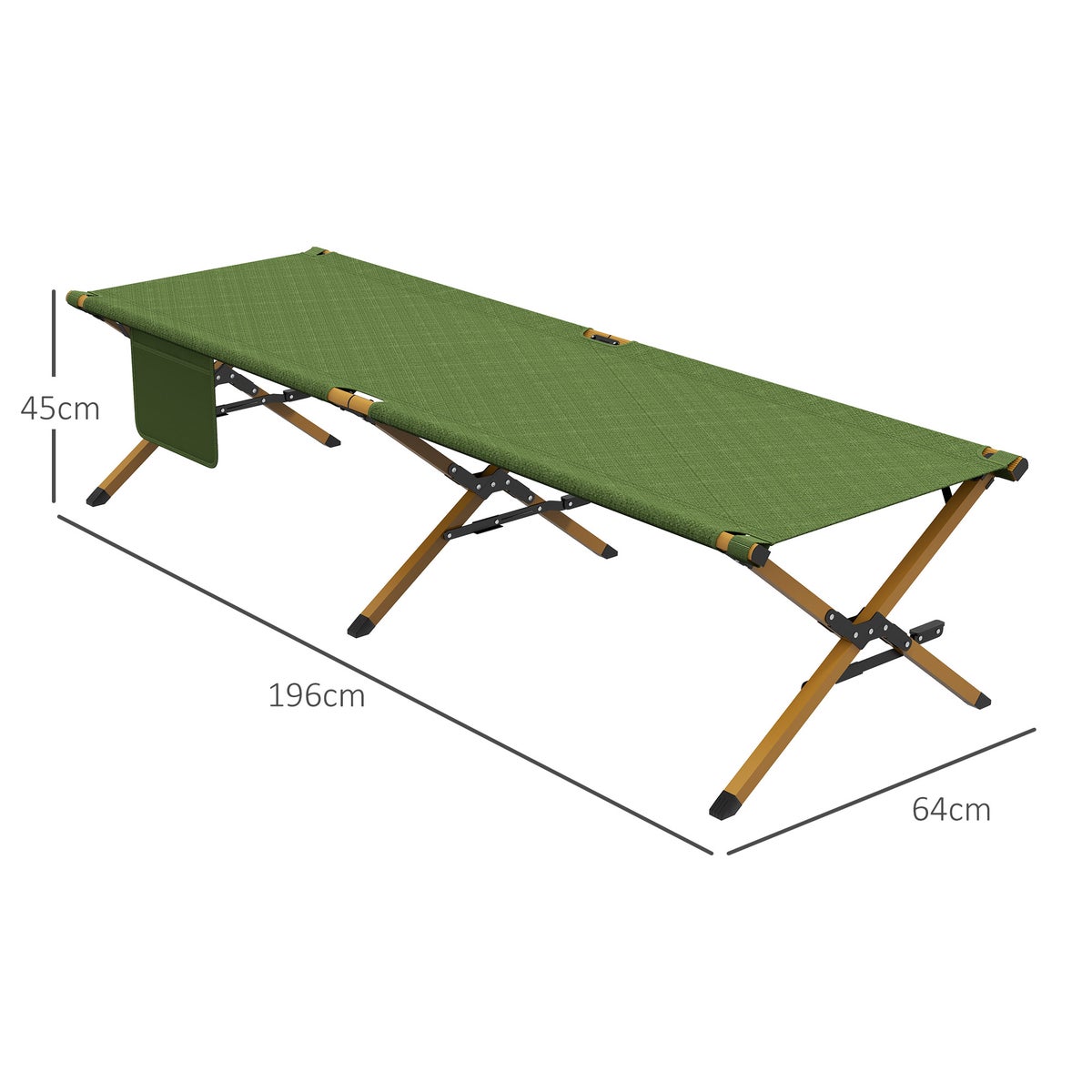 Outsunny ligstoel, tuinligstoel, 196L x 64B x 45Hcm, aluminium, Oxford, donkergroen