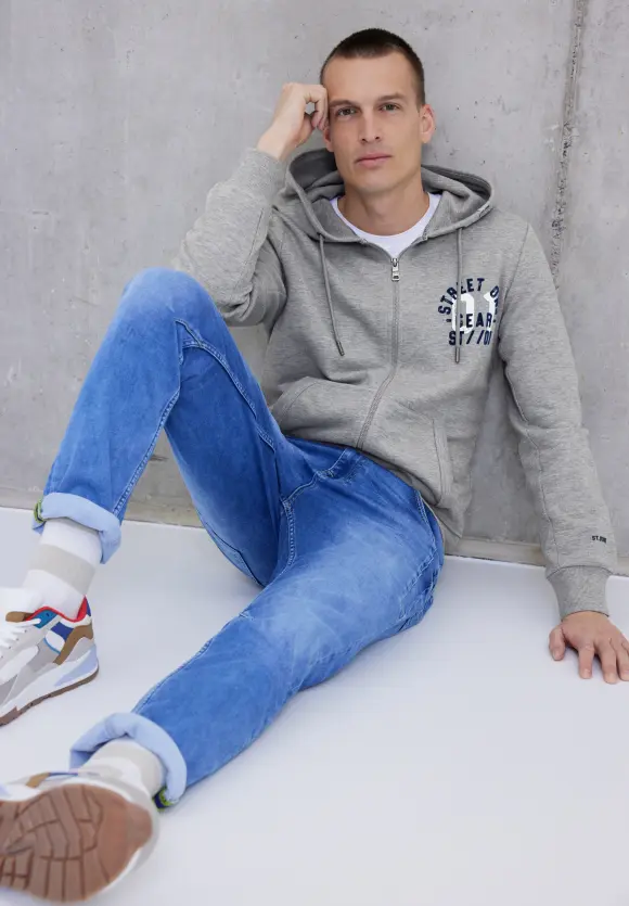 Sweatjacke mit Kapuze - silver grey melange