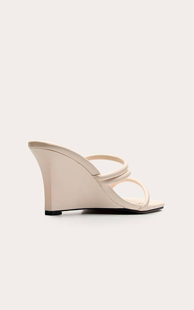 Crème Mule Compensée À Brides En Synthétiquecuir