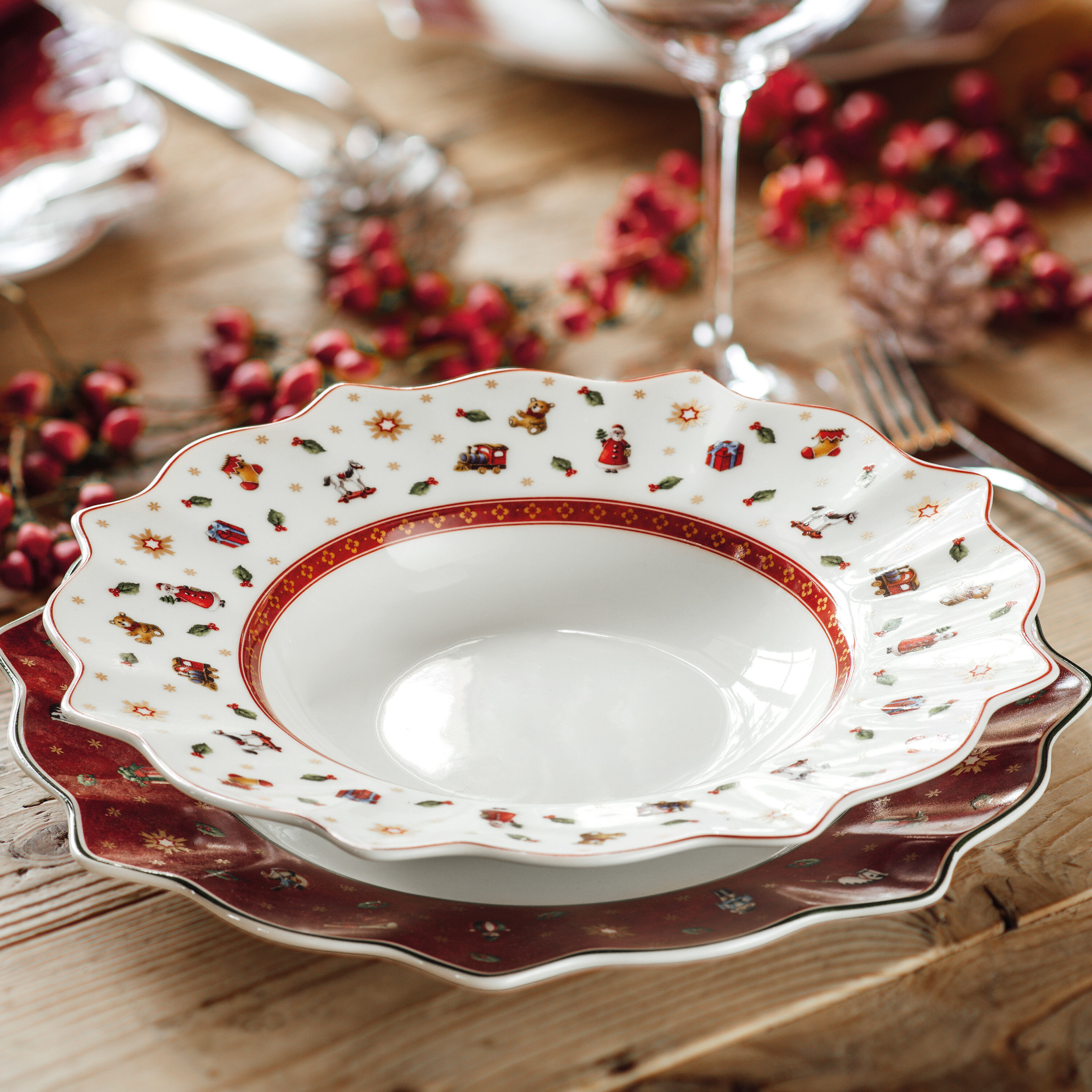 Toy's Delight Soup bowl Red, 10.4'', Premium Porcelain