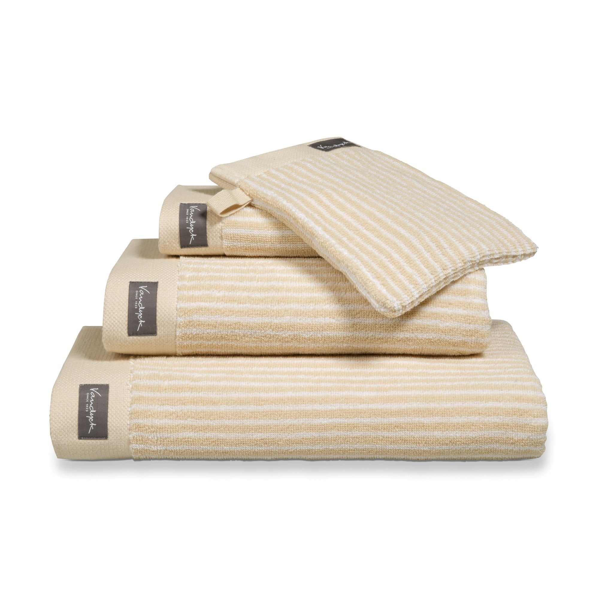 Washand Home Petit Ligne Bleached Sand | Beige | Geel | Katoen