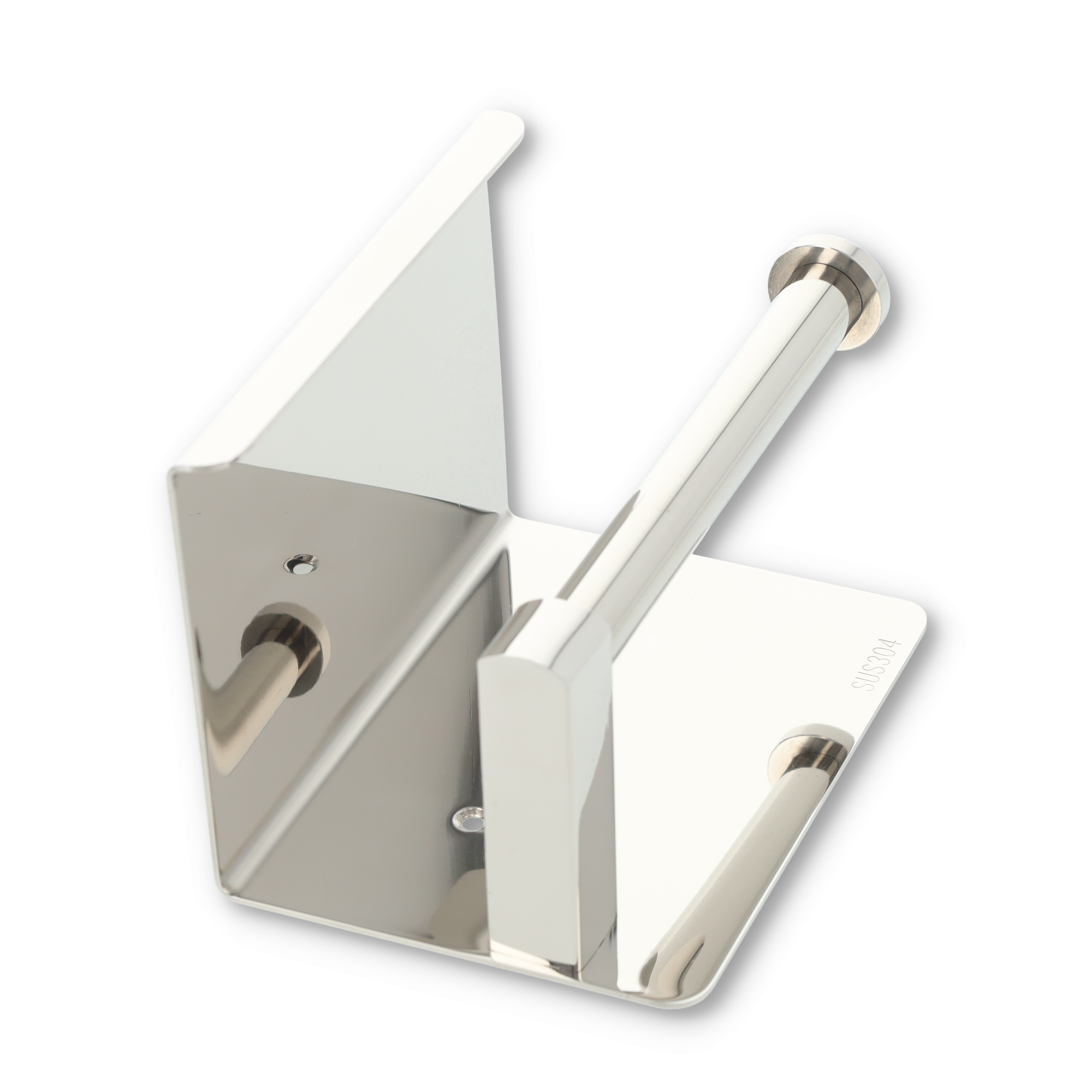2in1 Selbstklebende Edelstahl Toiletten Papier Wandhalterung mit Handy Ablage - Silber