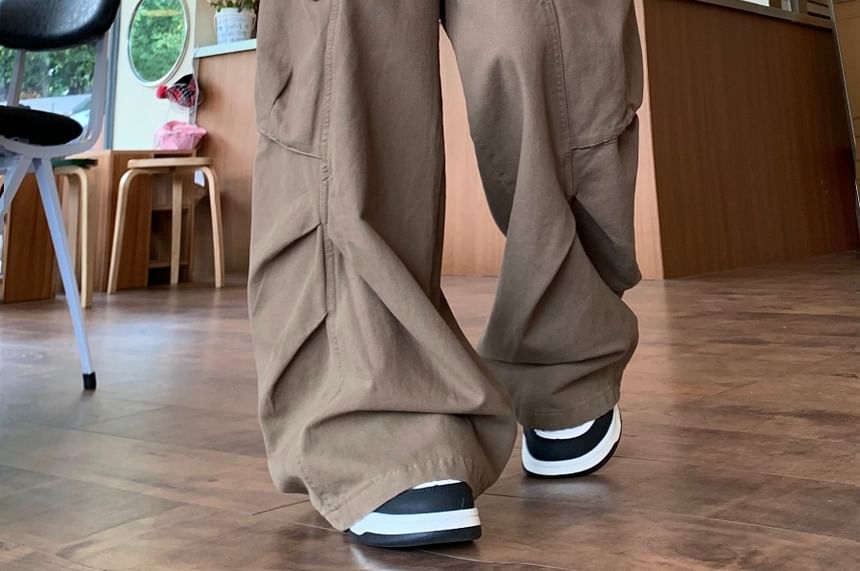 RONIN - High Rise Plain Wide Leg Cargo-broek