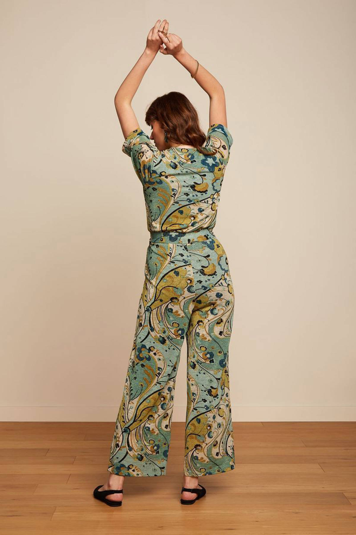King Louie jumpsuit Zita Jumpsuit Frenzy met all over print groen/creme