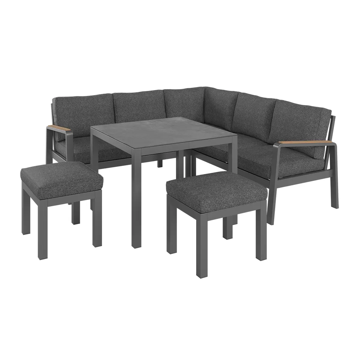 Beldano Loungegarnitur Sorrent 4-teilig anthrazit,braun,schwarz