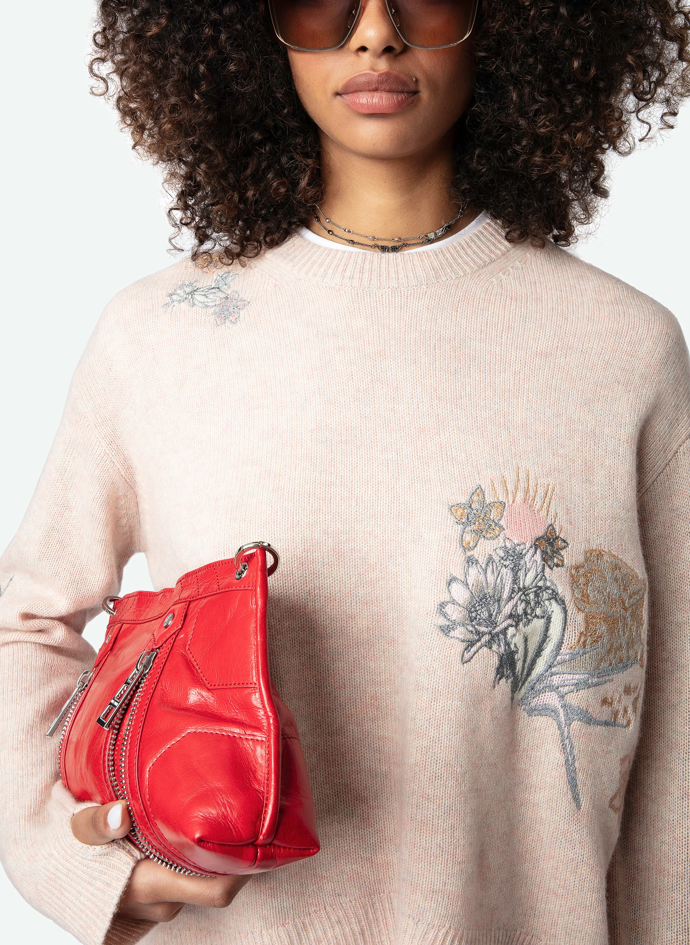 MARKUS - Pull brodé en cachemire | Rose