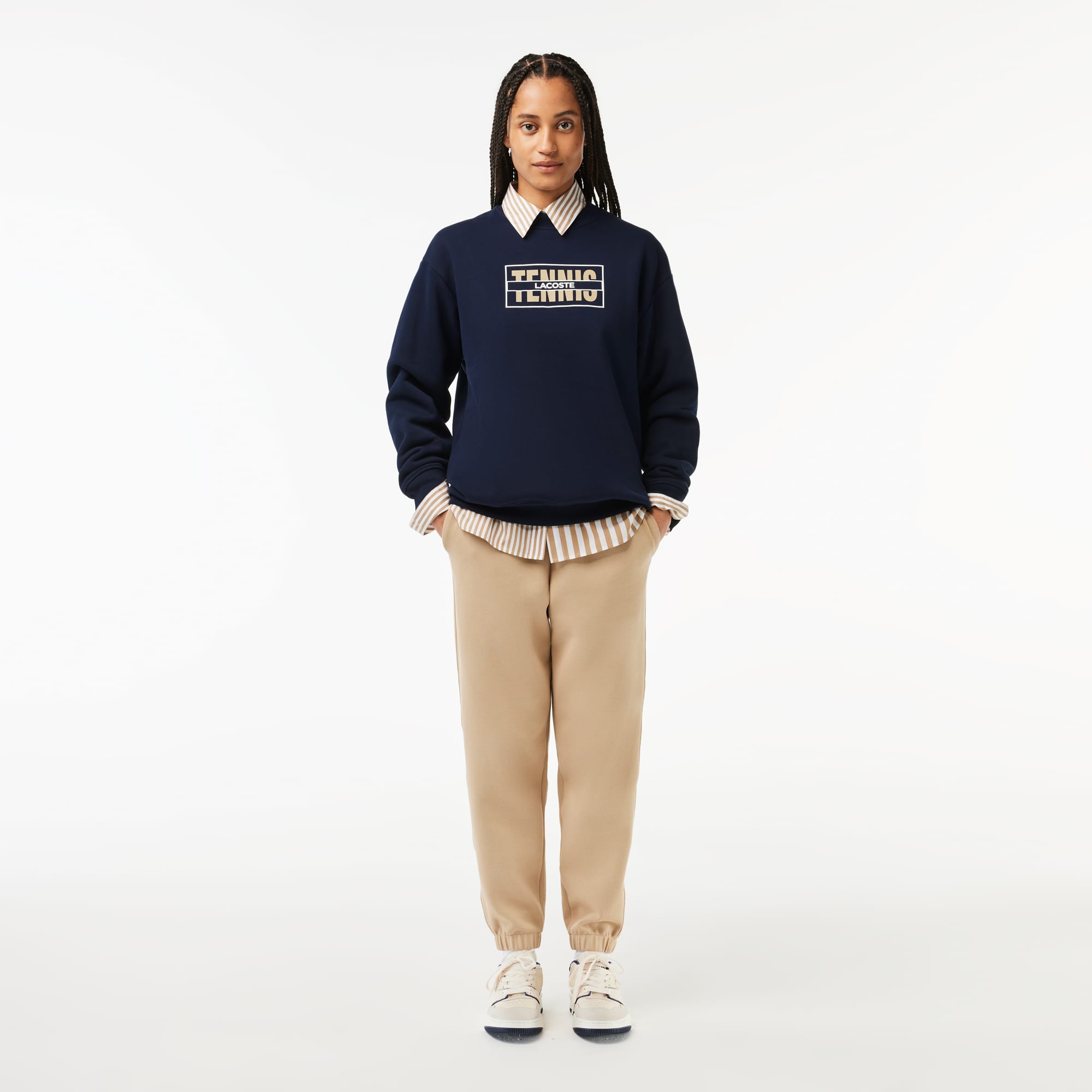 Sweatshirt Jogger oversize imprimé Tennis en molleton Sweatshirts - Bleu - Lacoste - Femme