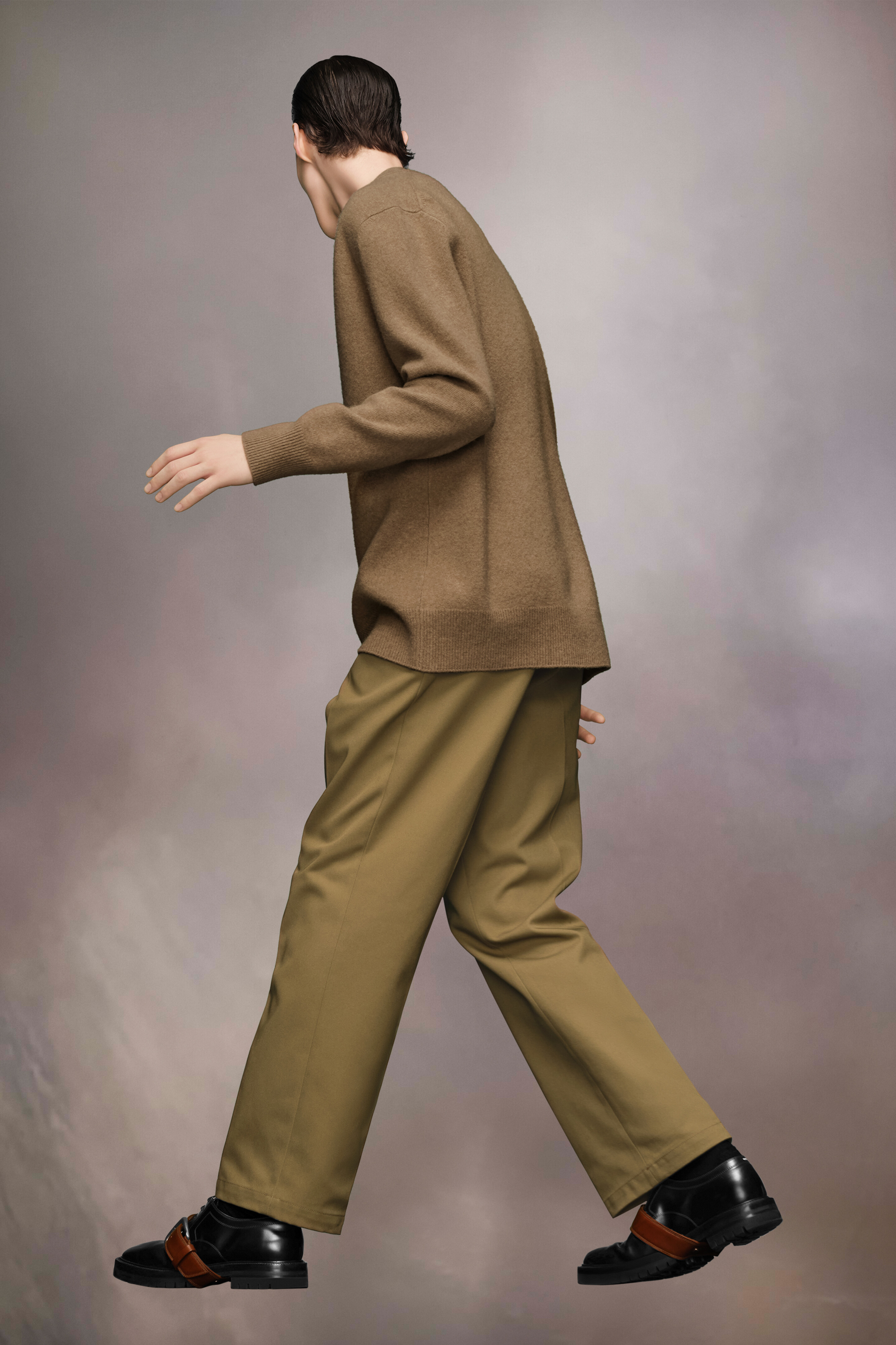 Cardigan en laine d'agneau lavée Rose beige